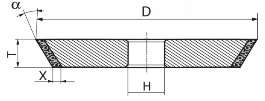 1V1;14V1 30° grinding wheels with hybrid bonds HBD04;HBD05