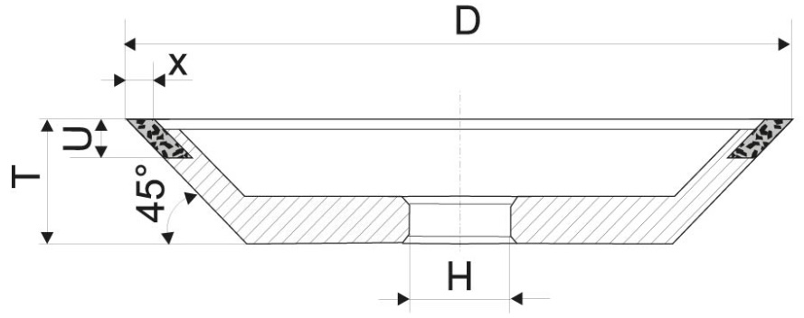 12V9-45 grinding wheels with hybrid bonds HBD03;HBD04